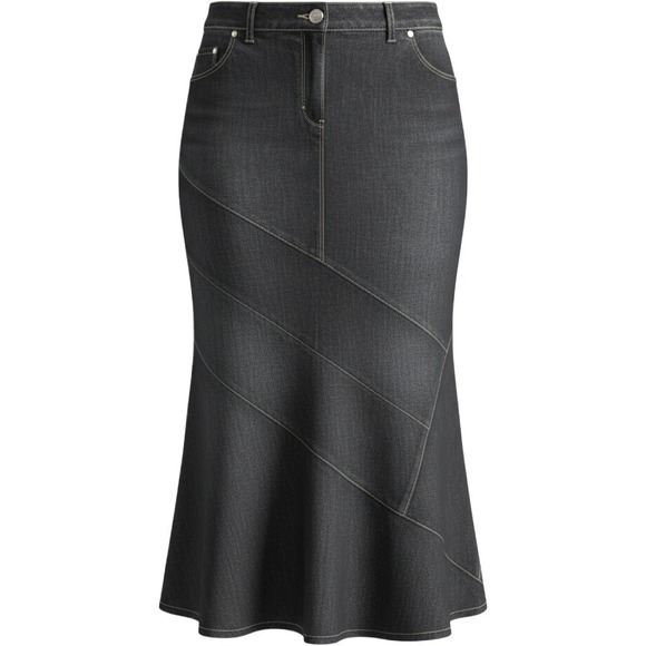 Bisou Bisou Dresses & Skirts - Bisou Bisou Michele Bohbot Denim Mermaid Skirt 18W Dark Wash Flared Midi Y2K